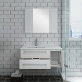 Fresca FVN6136WH-UNS-L Lucera 36" White Wall Hung Undermount Sink Modern Bathroom Vanity with Medicine Cabinet - Left Version