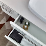 Fresca FVN6136WH-VSL-R Lucera 36" White Wall Hung Vessel Sink Modern Bathroom Vanity with Medicine Cabinet - Right Version