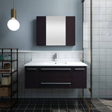 Fresca FVN6142ES-UNS Lucera 42" Espresso Wall Hung Undermount Sink Modern Bathroom Vanity with Medicine Cabinet