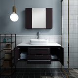 Fresca FVN6142ES-VSL Lucera 42" Espresso Wall Hung Vessel Sink Modern Bathroom Vanity with Medicine Cabinet