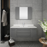 Fresca FVN6142GR-UNS Lucera 42" Gray Wall Hung Undermount Sink Modern Bathroom Vanity with Medicine Cabinet