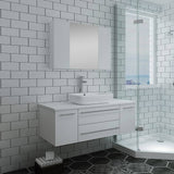 Fresca FVN6142WH-VSL Lucera 42" White Wall Hung Vessel Sink Modern Bathroom Vanity with Medicine Cabinet