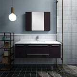 Fresca FVN6148ES-UNS Lucera 48" Espresso Wall Hung Undermount Sink Modern Bathroom Vanity with Medicine Cabinet