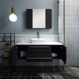 Fresca FVN6148ES-VSL Lucera 48" Espresso Wall Hung Vessel Sink Modern Bathroom Vanity with Medicine Cabinet