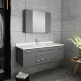 Fresca FVN6148GR-UNS Lucera 48" Gray Wall Hung Undermount Sink Modern Bathroom Vanity with Medicine Cabinet