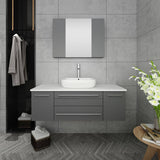 Fresca FVN6148GR-VSL Lucera 48" Gray Wall Hung Vessel Sink Modern Bathroom Vanity with Medicine Cabinet