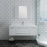 Fresca FVN6148WH-UNS Lucera 48" White Wall Hung Undermount Sink Modern Bathroom Vanity with Medicine Cabinet