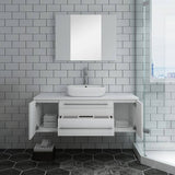 Fresca FVN6148WH-VSL Lucera 48" White Wall Hung Vessel Sink Modern Bathroom Vanity with Medicine Cabinet
