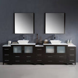 Fresca FVN62-108ES-VSL Torino 108" Espresso Modern Double Sink Bathroom Vanity with 3 Side Cabinets & Vessel Sinks