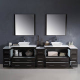 Fresca FVN62-108ES-VSL Torino 108" Espresso Modern Double Sink Bathroom Vanity with 3 Side Cabinets & Vessel Sinks