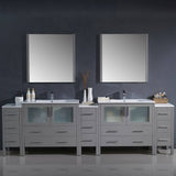 Fresca FVN62-108GR-UNS Torino 108" Gray Modern Double Sink Bathroom Vanity with 3 Side Cabinets & Integrated Sinks