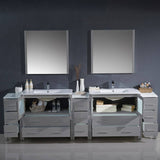 Fresca FVN62-108GR-UNS Torino 108" Grey Modern Double Sink Bathroom Vanity with 3 Side Cabinets & Integrated Sinks