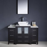Fresca FVN62-122412ES-VSL Torino 48" Espresso Modern Bathroom Vanity with 2 Side Cabinets & Vessel Sink