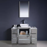 Fresca FVN62-122412GR-VSL Torino 48" Gray Modern Bathroom Vanity with 2 Side Cabinets & Vessel Sink