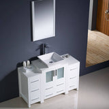 Fresca FVN62-122412WH-VSL Torino 48" White Modern Bathroom Vanity with 2 Side Cabinets & Vessel Sink
