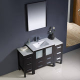 Fresca FVN62-123012ES-UNS Torino 54" Espresso Modern Bathroom Vanity with 2 Side Cabinets & Integrated Sink