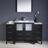Fresca FVN62-123012ES-UNS Torino 54" Espresso Modern Bathroom Vanity with 2 Side Cabinets & Integrated Sink