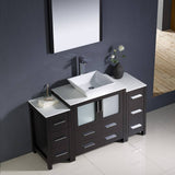 Fresca FVN62-123012ES-VSL Torino 54" Espresso Modern Bathroom Vanity with 2 Side Cabinets & Vessel Sink
