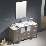 Fresca FVN62-123012GO-UNS Torino 54" Gray Oak Modern Bathroom Vanity with 2 Side Cabinets & Integrated Sink