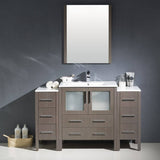 Fresca FVN62-123012GO-UNS Torino 54" Gray Oak Modern Bathroom Vanity with 2 Side Cabinets & Integrated Sink