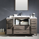 Fresca FVN62-123012GO-UNS Torino 54" Gray Oak Modern Bathroom Vanity with 2 Side Cabinets & Integrated Sink