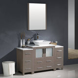 Fresca FVN62-123012GO-VSL Torino 54" Gray Oak Modern Bathroom Vanity with 2 Side Cabinets & Vessel Sink
