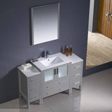 Fresca FVN62-123012GR-UNS Torino 54" Gray Modern Bathroom Vanity with 2 Side Cabinets & Integrated Sink