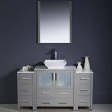 Fresca FVN62-123012GR-VSL Torino 54" Gray Modern Bathroom Vanity with 2 Side Cabinets & Vessel Sink