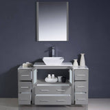 Fresca FVN62-123012GR-VSL Torino 54" Gray Modern Bathroom Vanity with 2 Side Cabinets & Vessel Sink