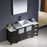 Fresca FVN62-123612ES-VSL Torino 60" Espresso Modern Bathroom Vanity with 2 Side Cabinets & Vessel Sink