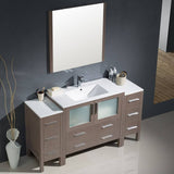 Fresca FVN62-123612GO-UNS Torino 60" Gray Oak Modern Bathroom Vanity with 2 Side Cabinets & Integrated Sink