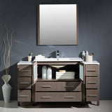 Fresca FVN62-123612GO-UNS Torino 60" Gray Oak Modern Bathroom Vanity with 2 Side Cabinets & Integrated Sink
