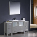 Fresca FVN62-123612GR-UNS Torino 60" Gray Modern Bathroom Vanity with 2 Side Cabinets & Integrated Sink
