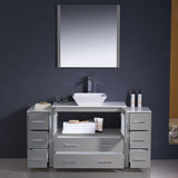 Fresca FVN62-123612GR-VSL Torino 60" Gray Modern Bathroom Vanity with 2 Side Cabinets & Vessel Sink