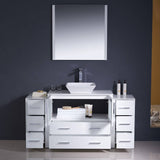Fresca FVN62-123612WH-VSL Torino 60" White Modern Bathroom Vanity with 2 Side Cabinets & Vessel Sink