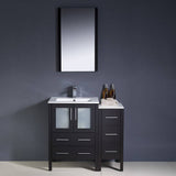 Fresca FVN62-2412ES-UNS Torino 36" Espresso Modern Bathroom Vanity with Side Cabinet & Integrated Sinks