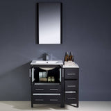 Fresca FVN62-2412ES-UNS Torino 36" Espresso Modern Bathroom Vanity with Side Cabinet & Integrated Sinks