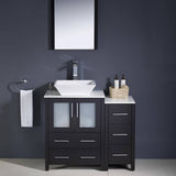 Fresca FVN62-2412ES-VSL Torino 36" Espresso Modern Bathroom Vanity with Side Cabinet & Vessel Sink