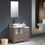 Fresca FVN62-2412GO-VSL Torino 36" Gray Oak Modern Bathroom Vanity with Side Cabinet & Vessel Sink