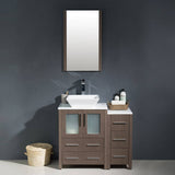 Fresca FVN62-2412GO-VSL Torino 36" Gray Oak Modern Bathroom Vanity with Side Cabinet & Vessel Sink