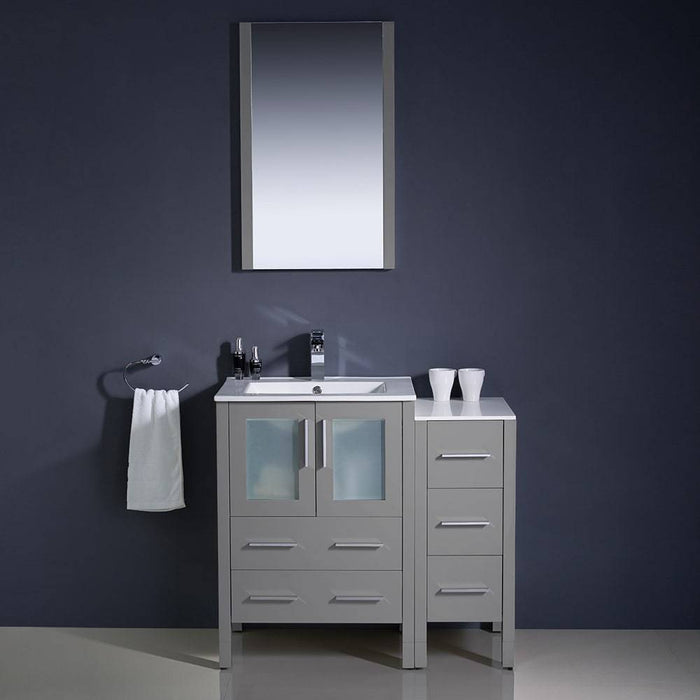 Fresca FVN62-2412GR-UNS Torino 36" Grey Modern Bathroom Vanity with Side Cabinet & Integrated Sinks