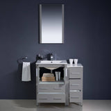 Fresca FVN62-2412GR-UNS Torino 36" Gray Modern Bathroom Vanity with Side Cabinet & Integrated Sinks