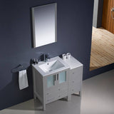 Fresca FVN62-2412GR-UNS Torino 36" Gray Modern Bathroom Vanity with Side Cabinet & Integrated Sinks