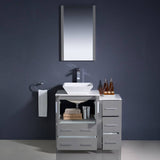 Fresca FVN62-2412GR-VSL Torino 36" Gray Modern Bathroom Vanity with Side Cabinet & Vessel Sink