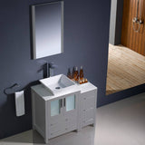 Fresca FVN62-2412GR-VSL Torino 36" Gray Modern Bathroom Vanity with Side Cabinet & Vessel Sink