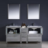 Fresca FVN62-301230GR-UNS Torino 72" Gray Modern Double Sink Bathroom Vanity with Side Cabinet & Integrated Sinks