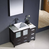 Fresca FVN62-3012ES-VSL Torino 42" Espresso Modern Bathroom Vanity with Side Cabinet & Vessel Sink
