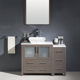 Fresca FVN62-3012GO-VSL Torino 42" Gray Oak Modern Bathroom Vanity with Side Cabinet & Vessel Sink
