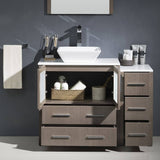 Fresca FVN62-3012GO-VSL Torino 42" Gray Oak Modern Bathroom Vanity with Side Cabinet & Vessel Sink