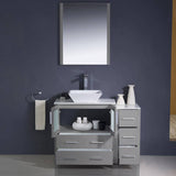 Fresca FVN62-3012GR-VSL Torino 42" Gray Modern Bathroom Vanity with Side Cabinet & Vessel Sink